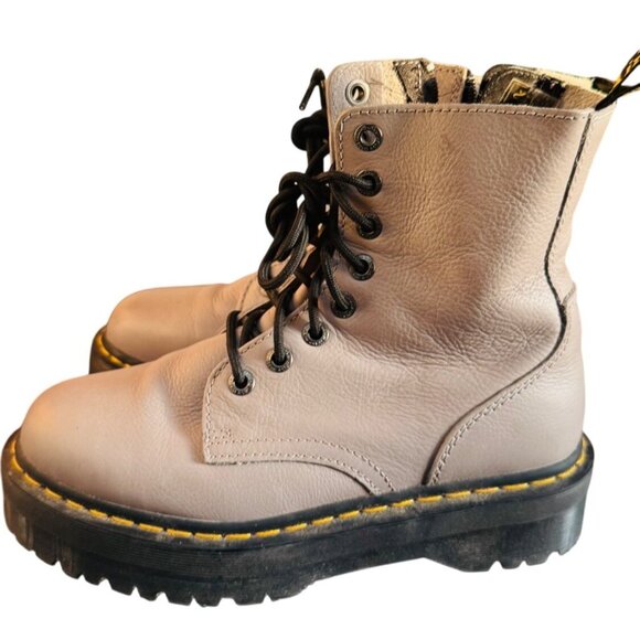 Dr. Martens Jadon III Leather Platform Side Zip Gray Combat Boots Unisex M 8/W 9 - Picture 1 of 12